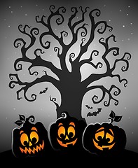 Image showing Halloween tree silhouette topic 5