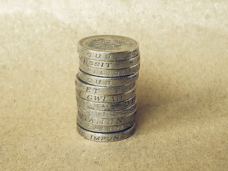 Image showing Vintage Pound coins pile