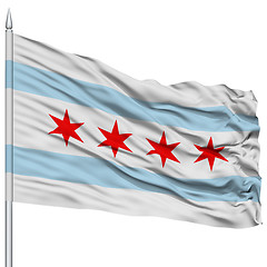 Image showing Chicago City Flag on Flagpole, USA