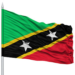 Image showing Saint Kitts and Nevis Flag on Flagpole