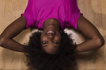 Image showing woman  relaxing after pilates workout