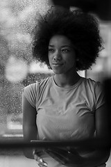 Image showing african american woman using tablet