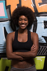 Image showing black woman after a workout at the gym