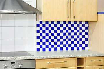 Image showing Blue kitchen counter