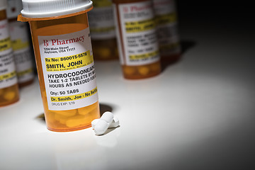 Image showing Hydrocodone Pills and Prescription Bottles with Non Proprietary 