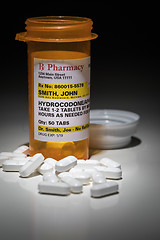 Image showing Hydrocodone Pills and Prescription Bottle with Non Proprietary L