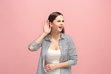 Image showing The happy businesswoman standing and young woman listening