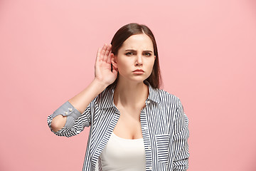 Image showing The happy businesswoman standing and young woman listening