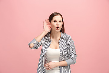 Image showing The happy businesswoman standing and young woman listening