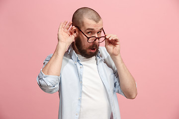 Image showing The happy business man standing and young man listening