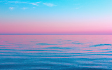 Image showing Abstract Calm Blue With Pink Seascape Background