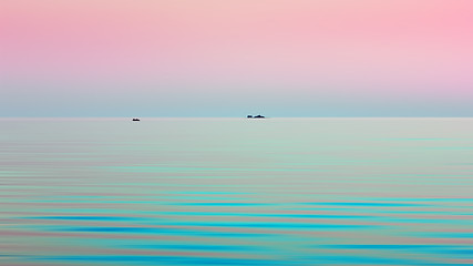 Image showing Abstract Motion Blurred Aqua Pink Seascape Background