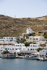 Image showing port harbor ios greek island aegean mediterranean sea greece