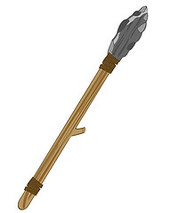 Image showing Ancient weapon spear with stone ferrule.Vector illustration