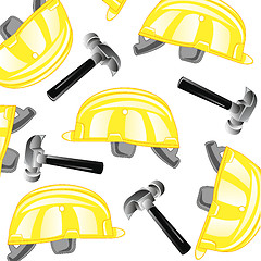 Image showing Building helmet and gavel pattern on white background