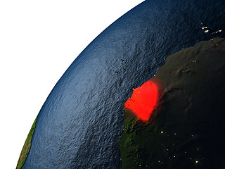 Image showing Senegal in red on Earth at night