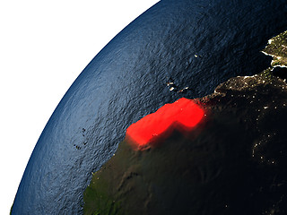 Image showing Western Sahara in red on Earth at night