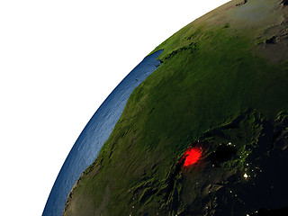Image showing Burundi in red on Earth at night