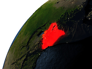 Image showing Kenya in red on Earth at night