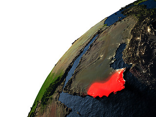 Image showing Oman in red on Earth at night