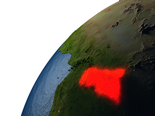 Image showing Central Africa in red on Earth at night