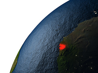 Image showing Guinea-Bissau in red on Earth at night