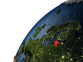 Image showing Estonia in red on Earth at night