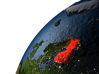 Image showing Finland in red on Earth at night