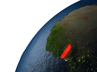 Image showing Togo in red on Earth at night