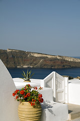 Image showing house hotel with plant over sea santorini