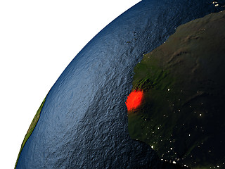 Image showing Sierra Leone in red on Earth at night