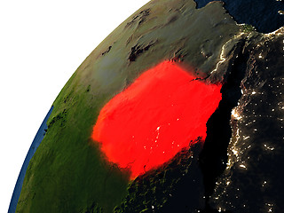 Image showing Sudan in red on Earth at night
