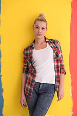 Image showing young woman over color background