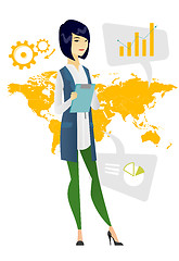 Image showing Business woman working in global business.