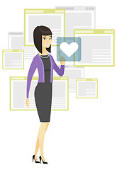 Image showing Business woman pressing web button with heart.