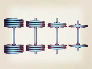 Image showing dumbbells. 3d illustration. Vintage style