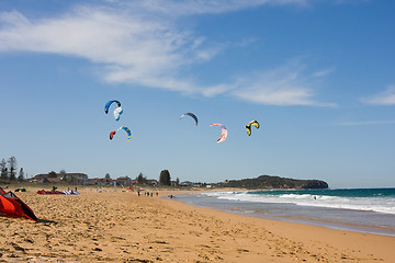 Image showing Kite Surfing At The Beach