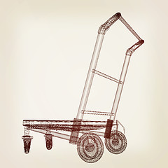 Image showing Trolley for luggage at the airport. 3D illustration.. Vintage st