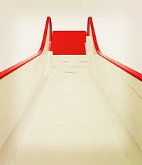 Image showing Single escalator. 3d illustration. Vintage style