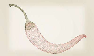 Image showing chili pepper. 3d illustration. Vintage style