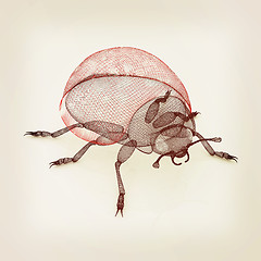 Image showing Ladybird on a white background. 3D illustration.. Vintage style