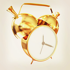 Image showing Old style of Gold Shiny alarm clock. 3d illustration. Vintage st