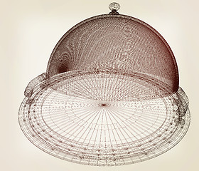 Image showing Restaurant cloche concept. 3d illustration. Vintage style