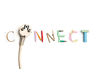 Image showing The word connect created from office stationery.