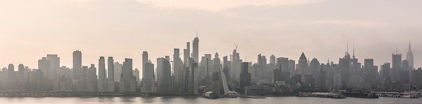 Image showing New York City midtown Manhattan skyline panorama view from Boulevard East Old Glory Park over Hudson River.