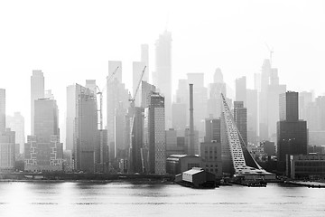 Image showing New York City midtown Manhattan skyline panorama view from Boulevard East Old Glory Park over Hudson River.