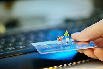Image showing Online shopping Hands holding credit card
