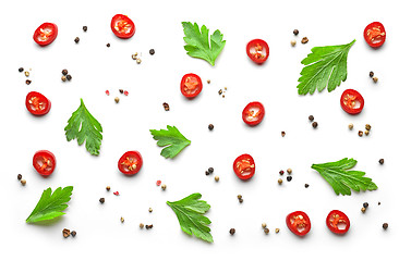 Image showing pattern of spices on white background