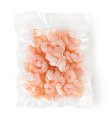 Image showing vacuum package of frozen prawns