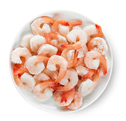 Image showing plate of frozen prawns